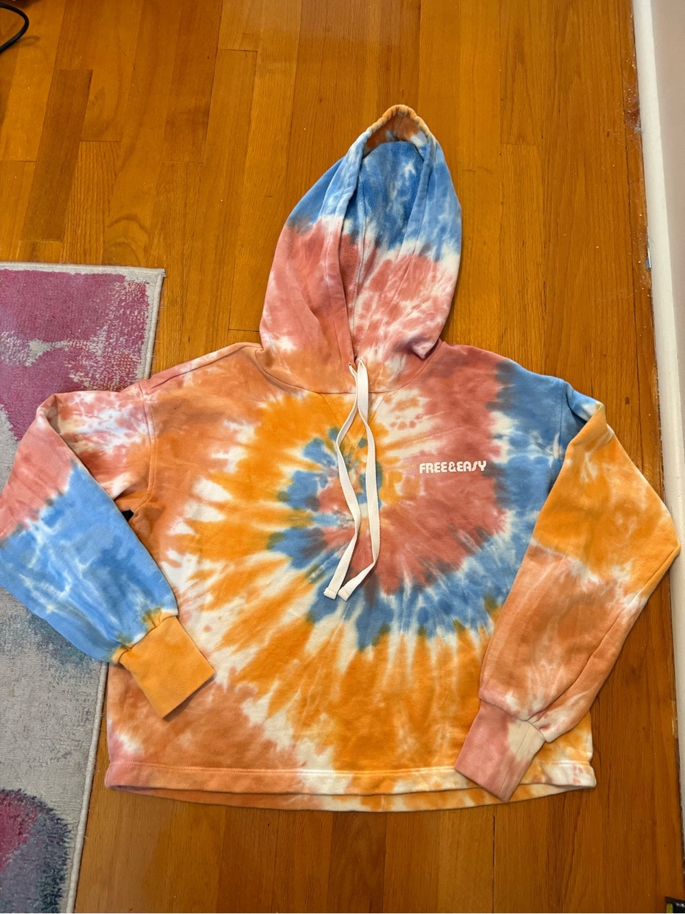 Madewell x Free & Easy collab Tie-Dye Crewneck Hoodie - Blue, Orange, Pink